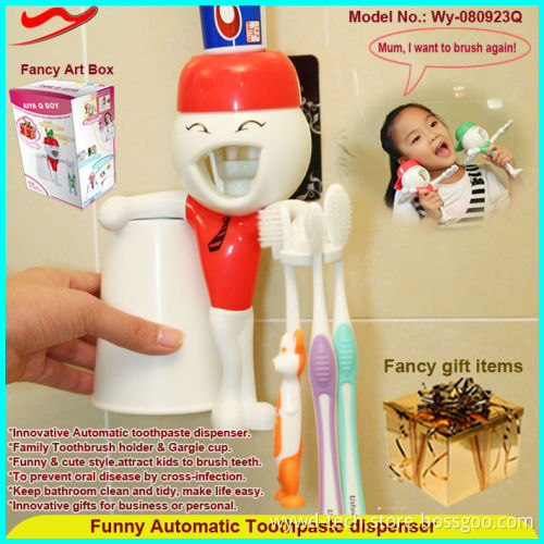 Kid wash kits cute plastic toothpaste dispenser bathroom accessory set